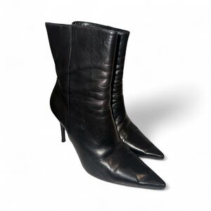 Gucci Black Leather Heeled Boots